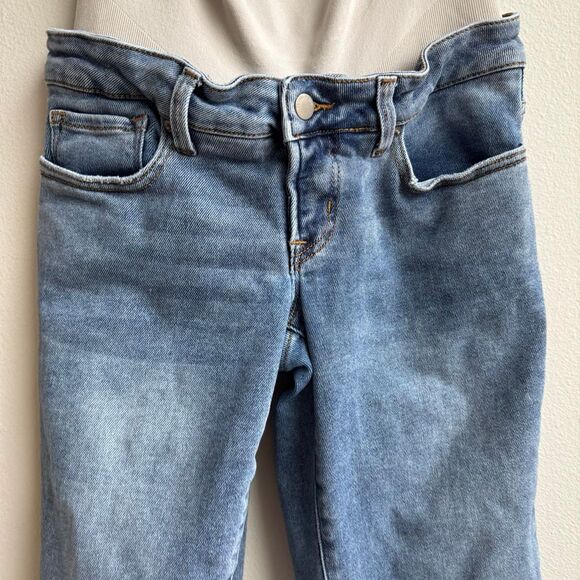 BLANQI Full Belly Support Maternity Light Solid Wash Cropped Jeans size 8 - Picture 3 of 7